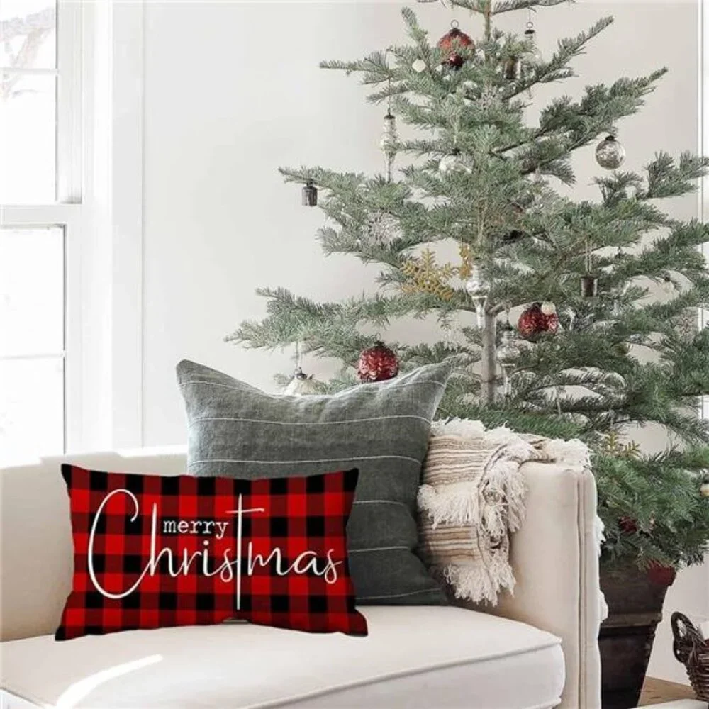 Christmas Pillow Covers Merry Christmas Throw Pillow Decorative Christmas Red